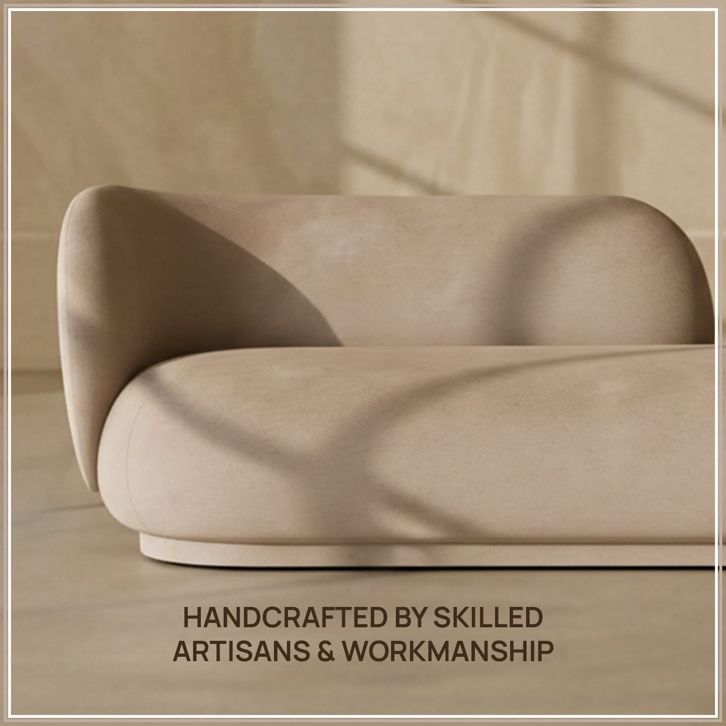 EliteElegance Velvet Two-Seater Sofa Beige