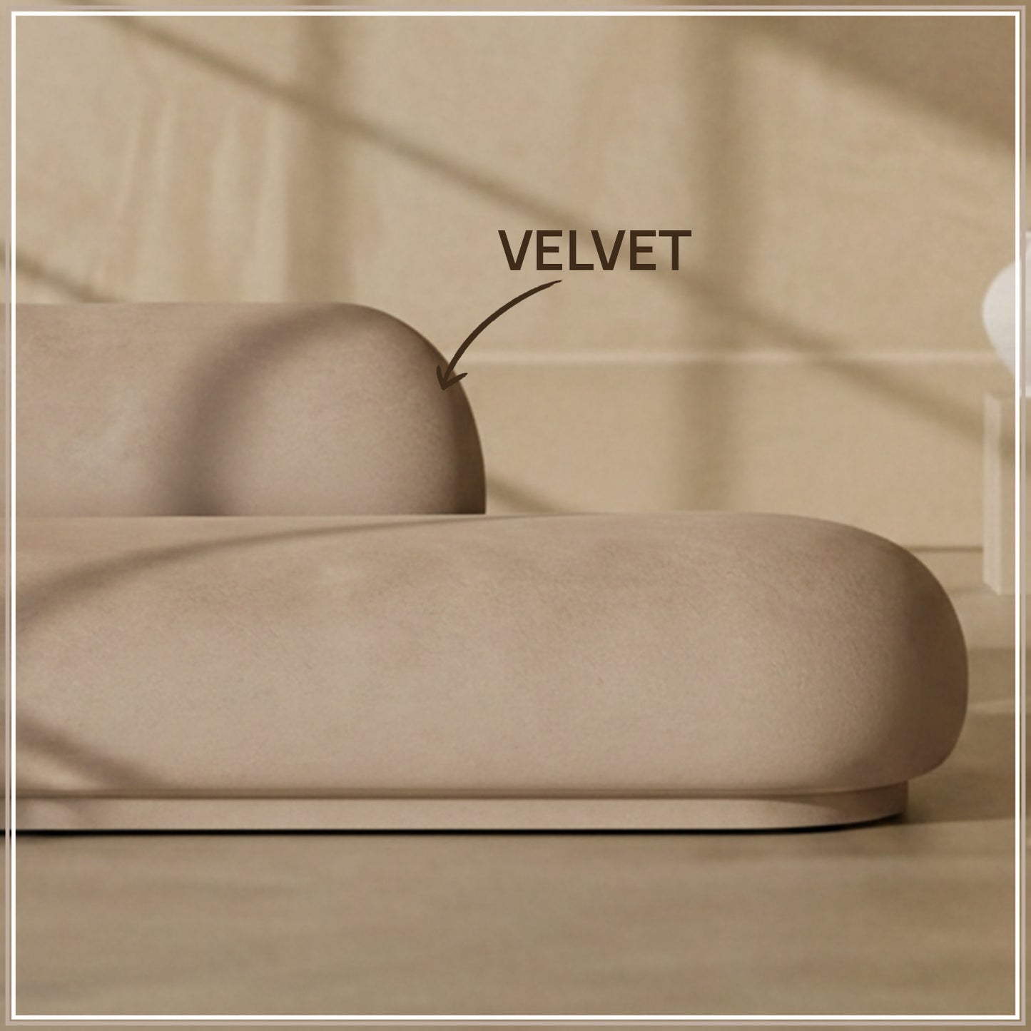 EliteElegance Velvet Two-Seater Sofa Beige