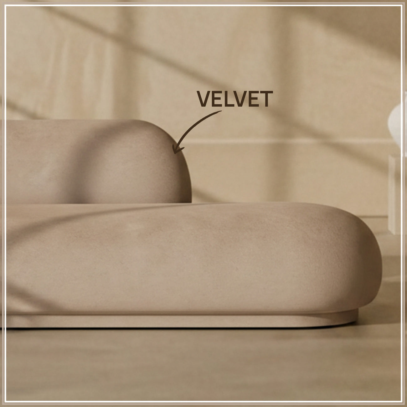 EliteElegance Velvet Two-Seater Sofa Beige