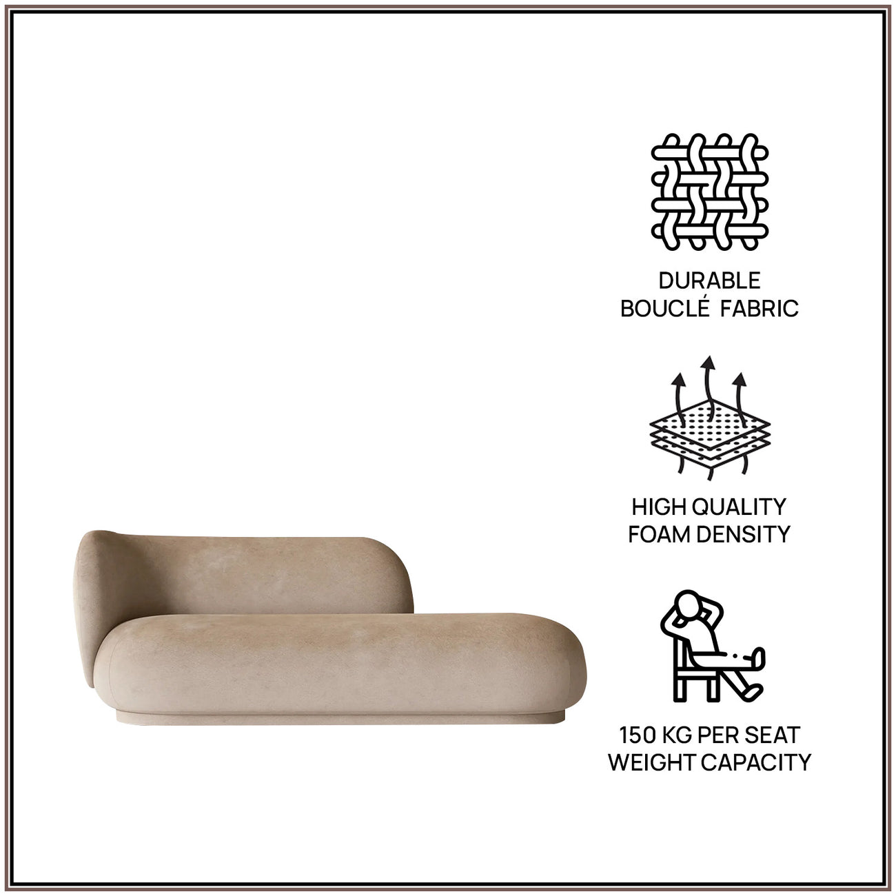EliteElegance Velvet Two-Seater Sofa Beige
