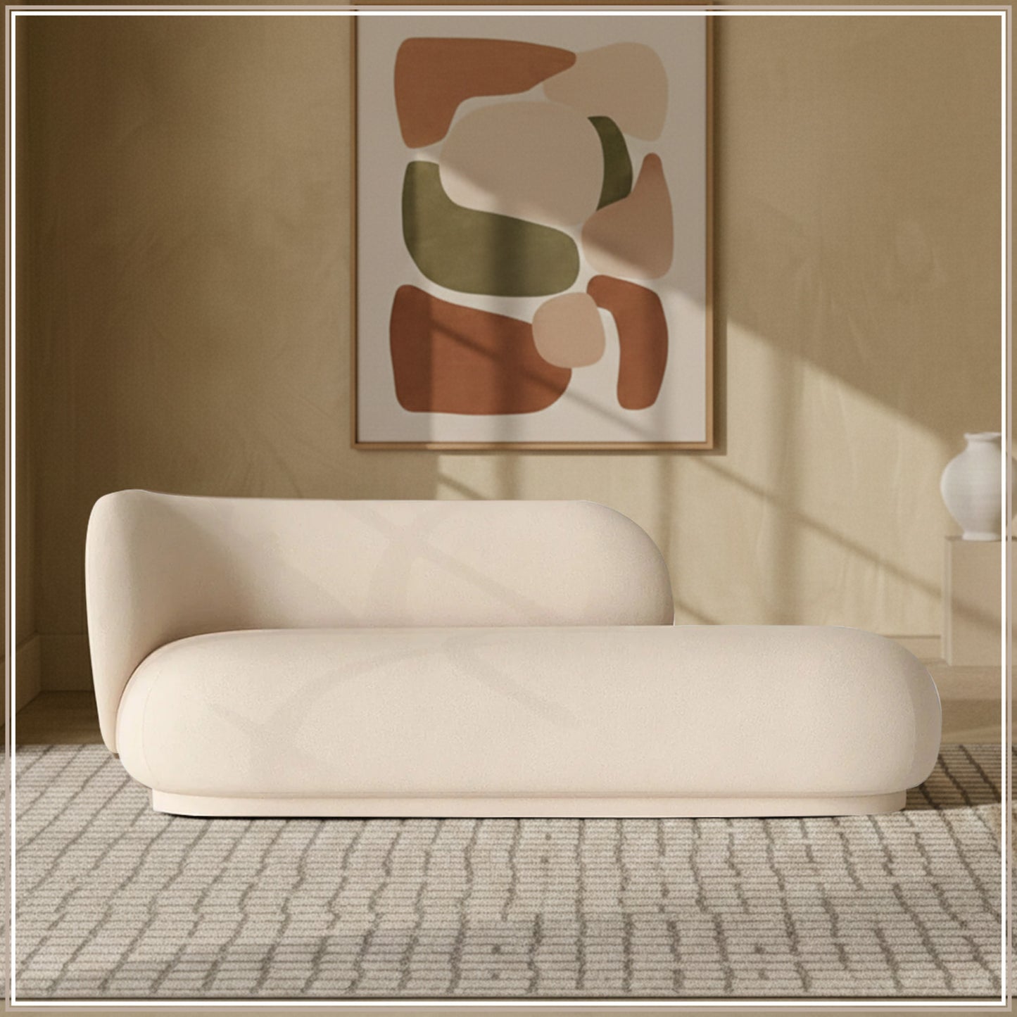 EliteElegance Suede Two-Seater Sofa Creme