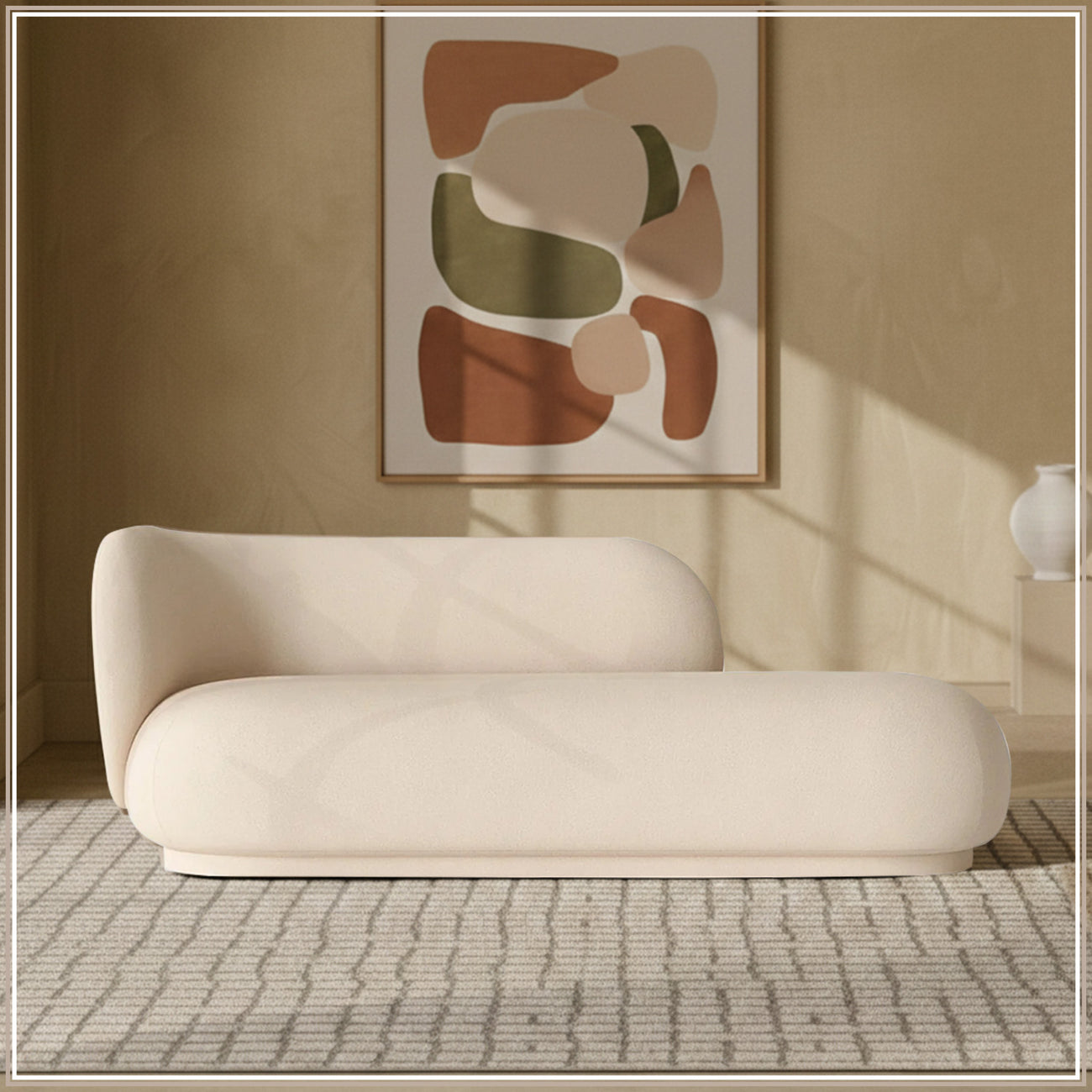EliteElegance Suede Two-Seater Sofa Creme