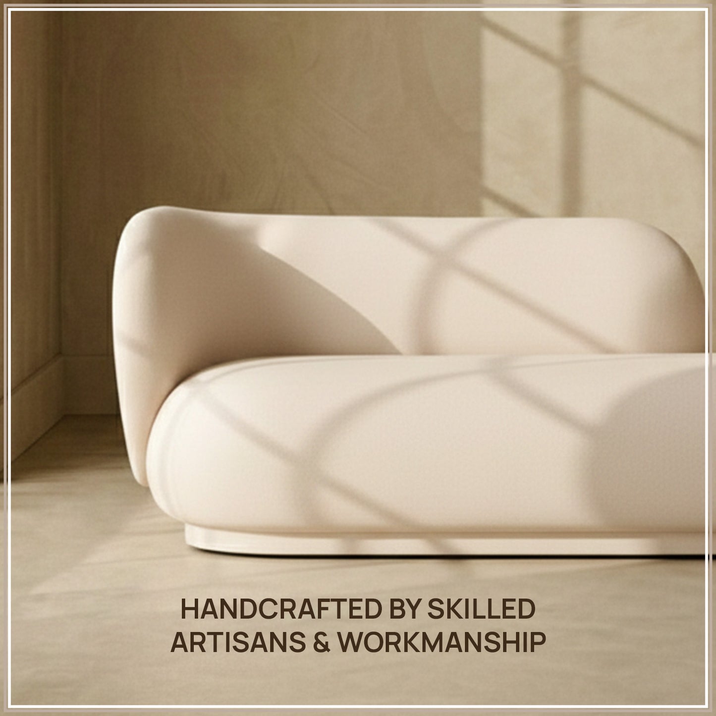 EliteElegance Suede Two-Seater Sofa Creme