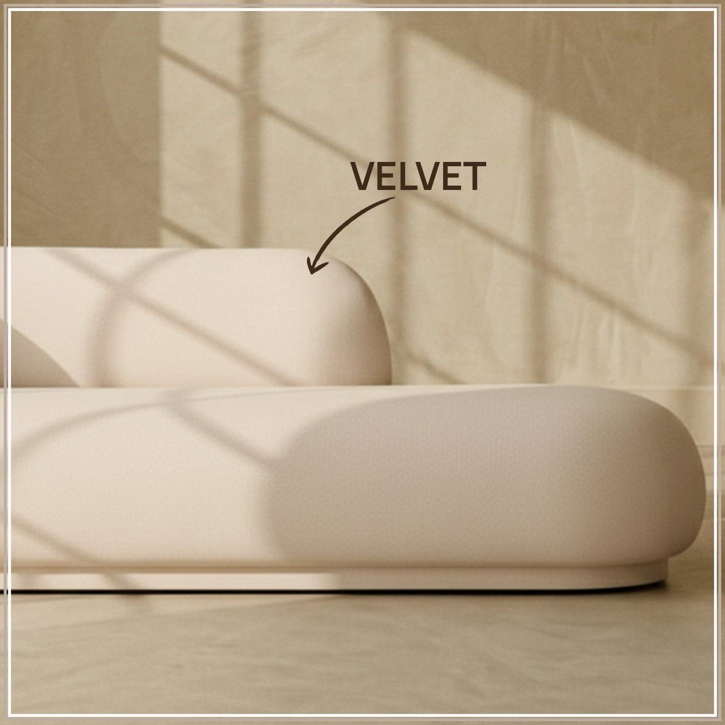 EliteElegance Suede Two-Seater Sofa Creme