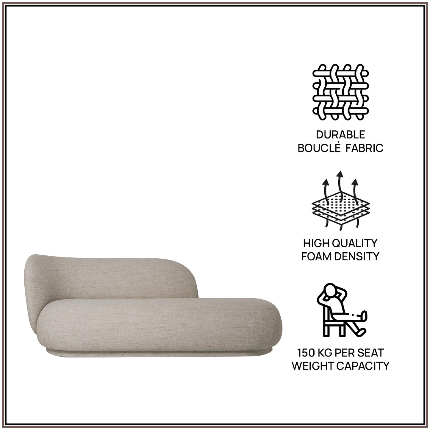 EliteElegance Two-Seater Sofa Ash Grey