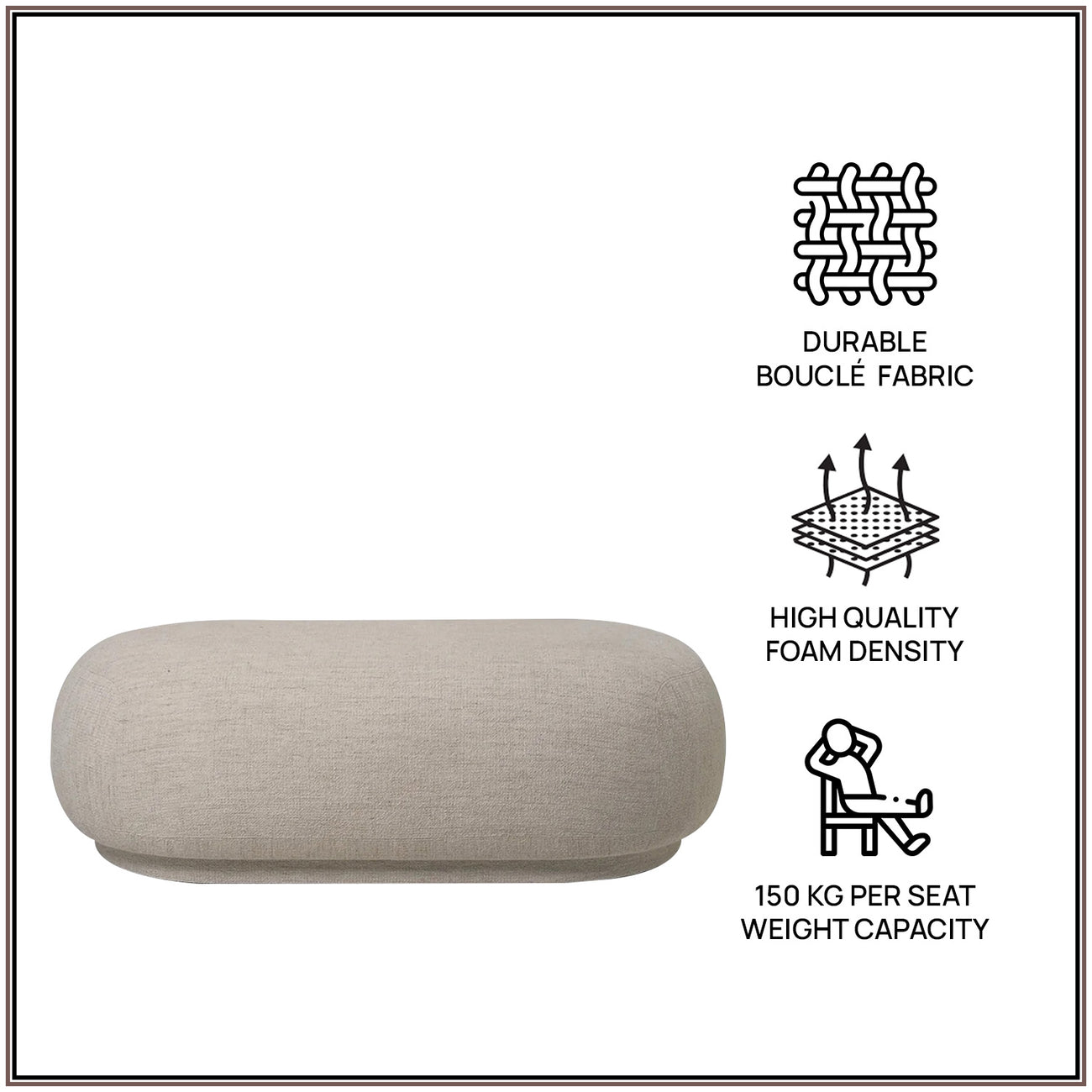 EliteElegance Ottoman Bench Light Grey