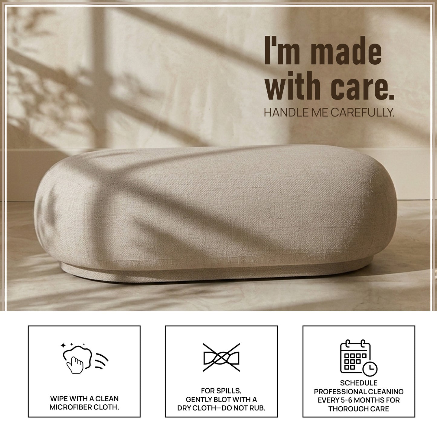 EliteElegance Ottoman Bench Light Grey