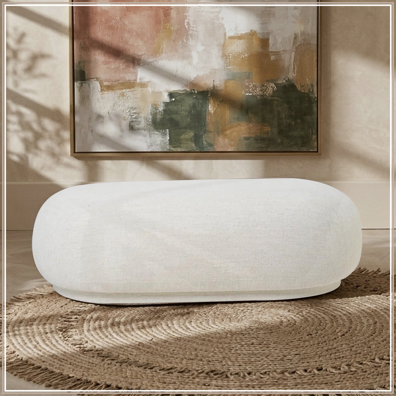 EliteElegance Ottoman Bench White