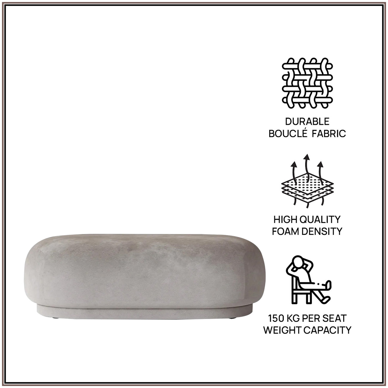 EliteElegance Velvet Ottoman Bench Dark Grey