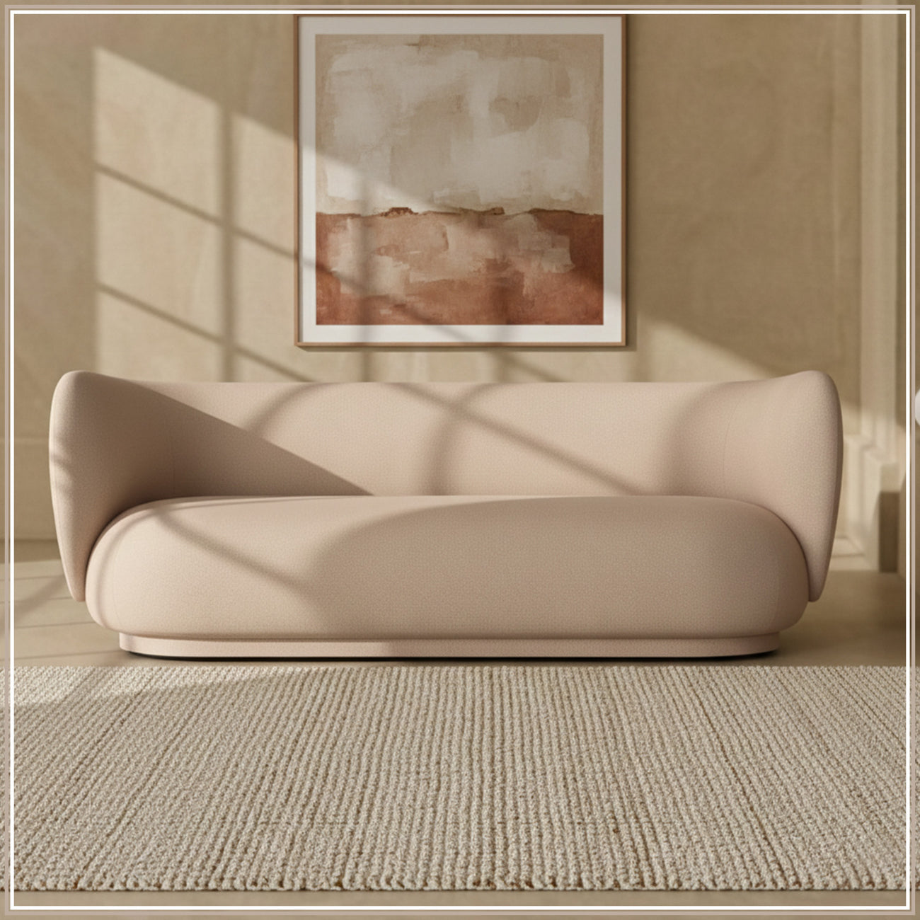 PlushPrestige Sand Suede 3 Seater Sofa