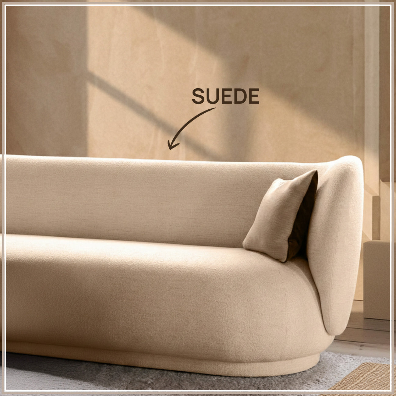 PlushPrestige Sand Suede 3 Seater Sofa