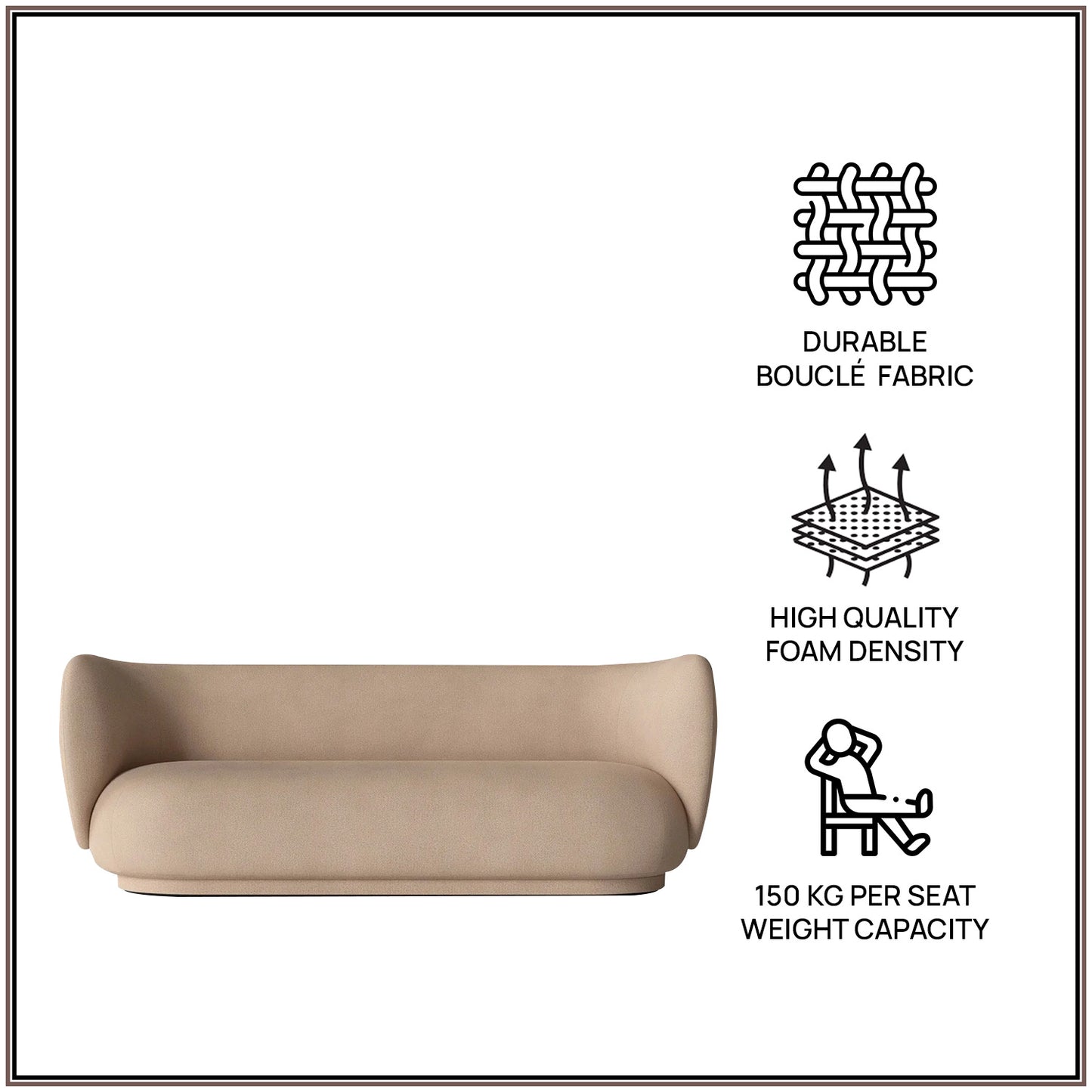 PlushPrestige Sand Suede 3 Seater Sofa
