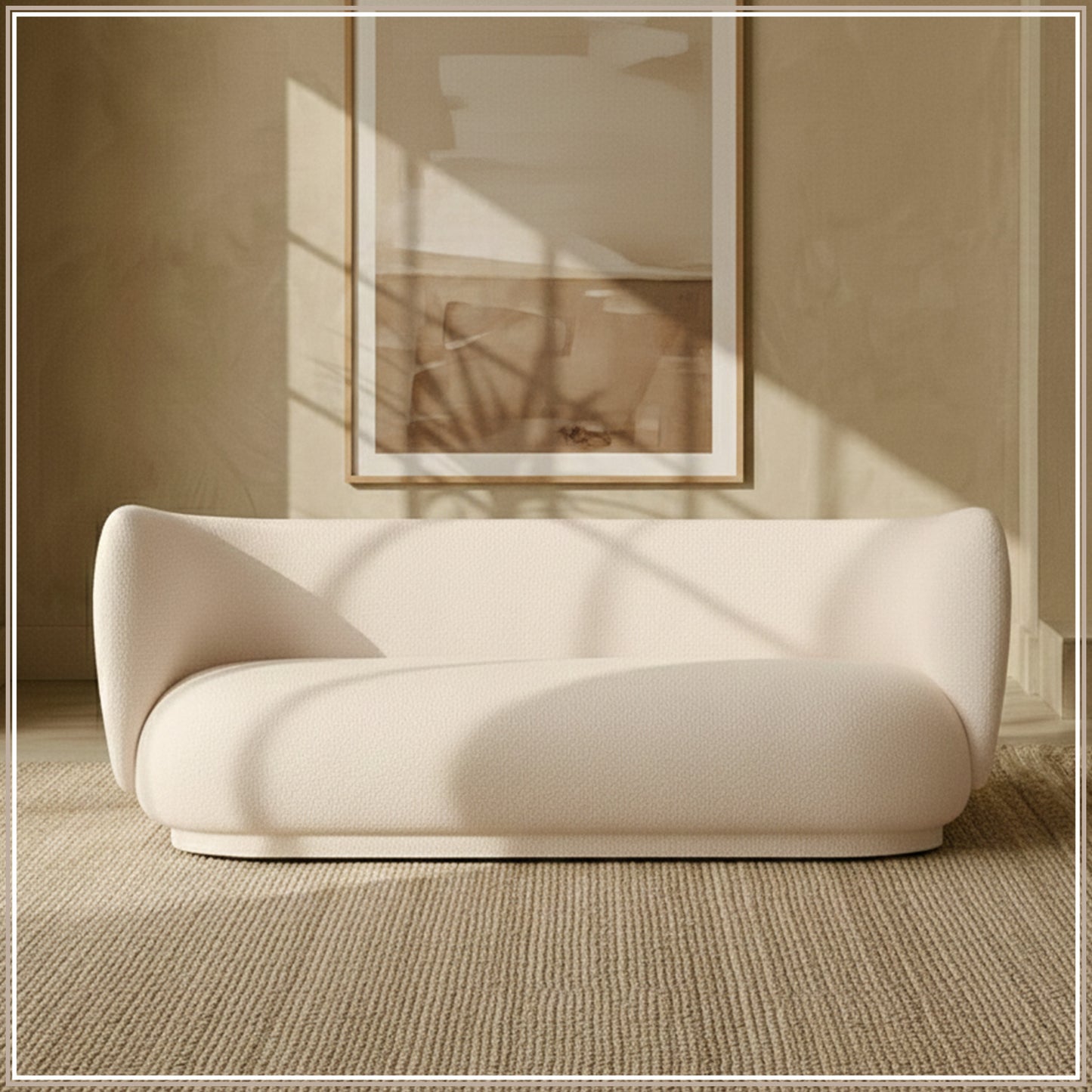 PlushPrestige Creme Suede 3 Seater Sofa