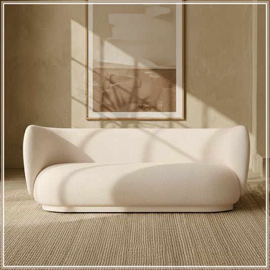 PlushPrestige Creme Suede 3 Seater Sofa