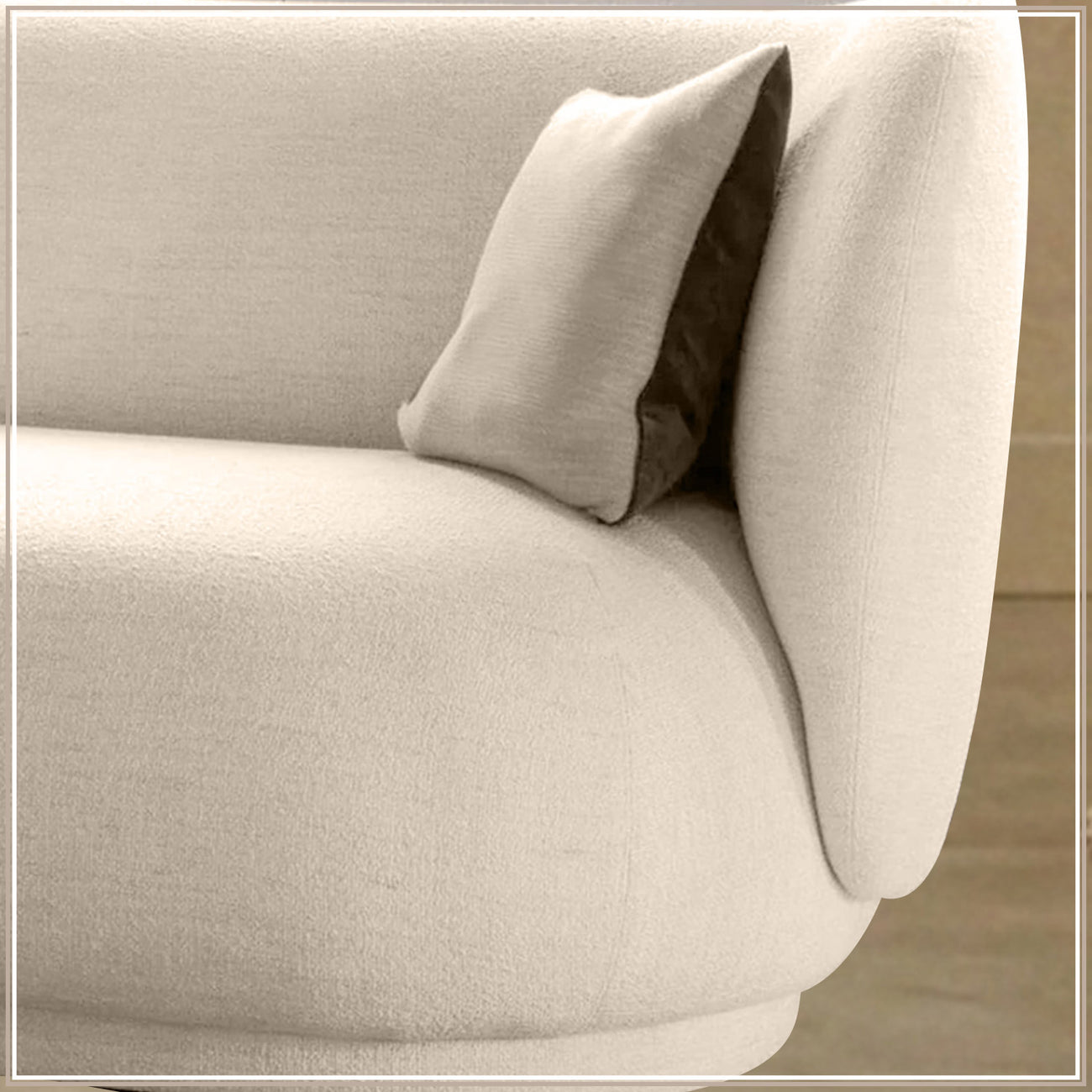 PlushPrestige Creme Suede 3 Seater Sofa