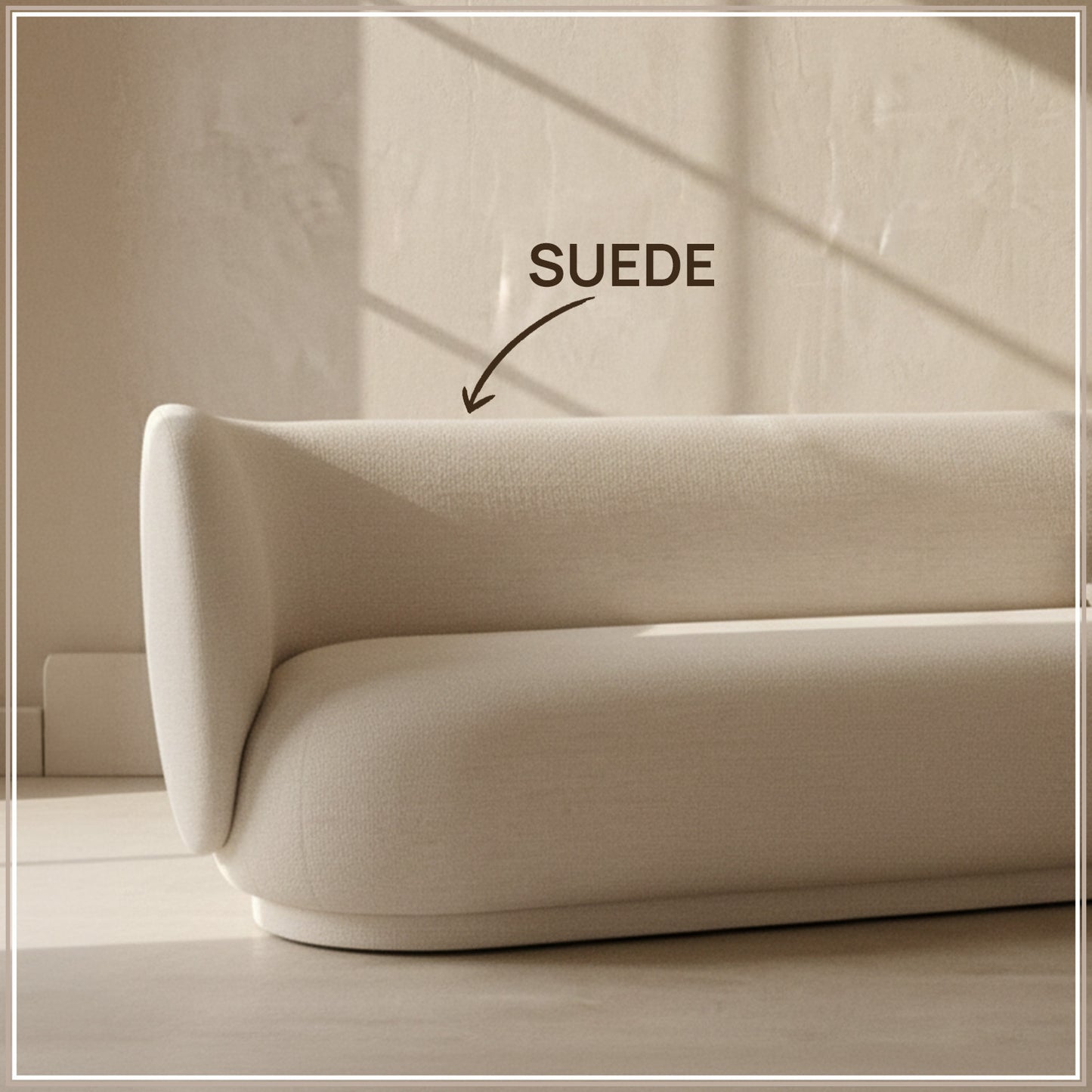 PlushPrestige Creme Suede 3 Seater Sofa
