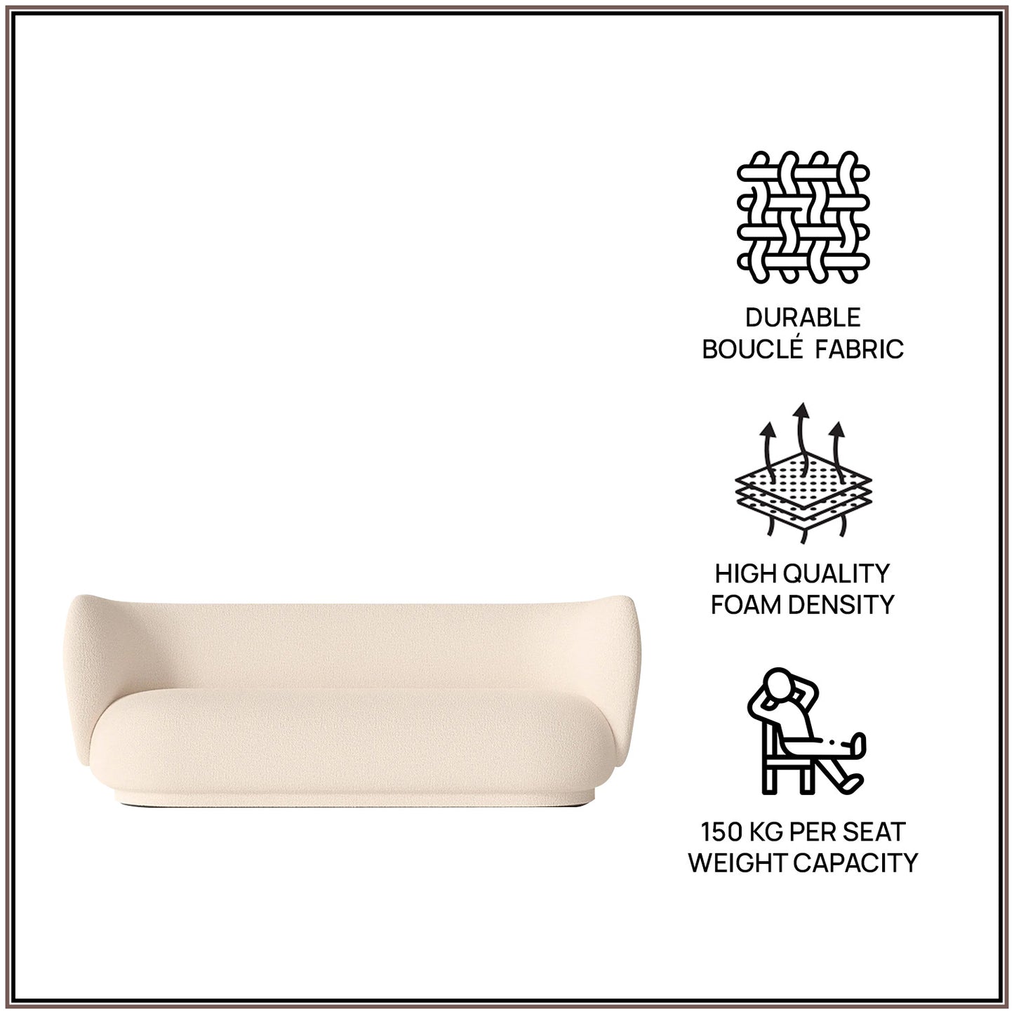 PlushPrestige Creme Suede 3 Seater Sofa