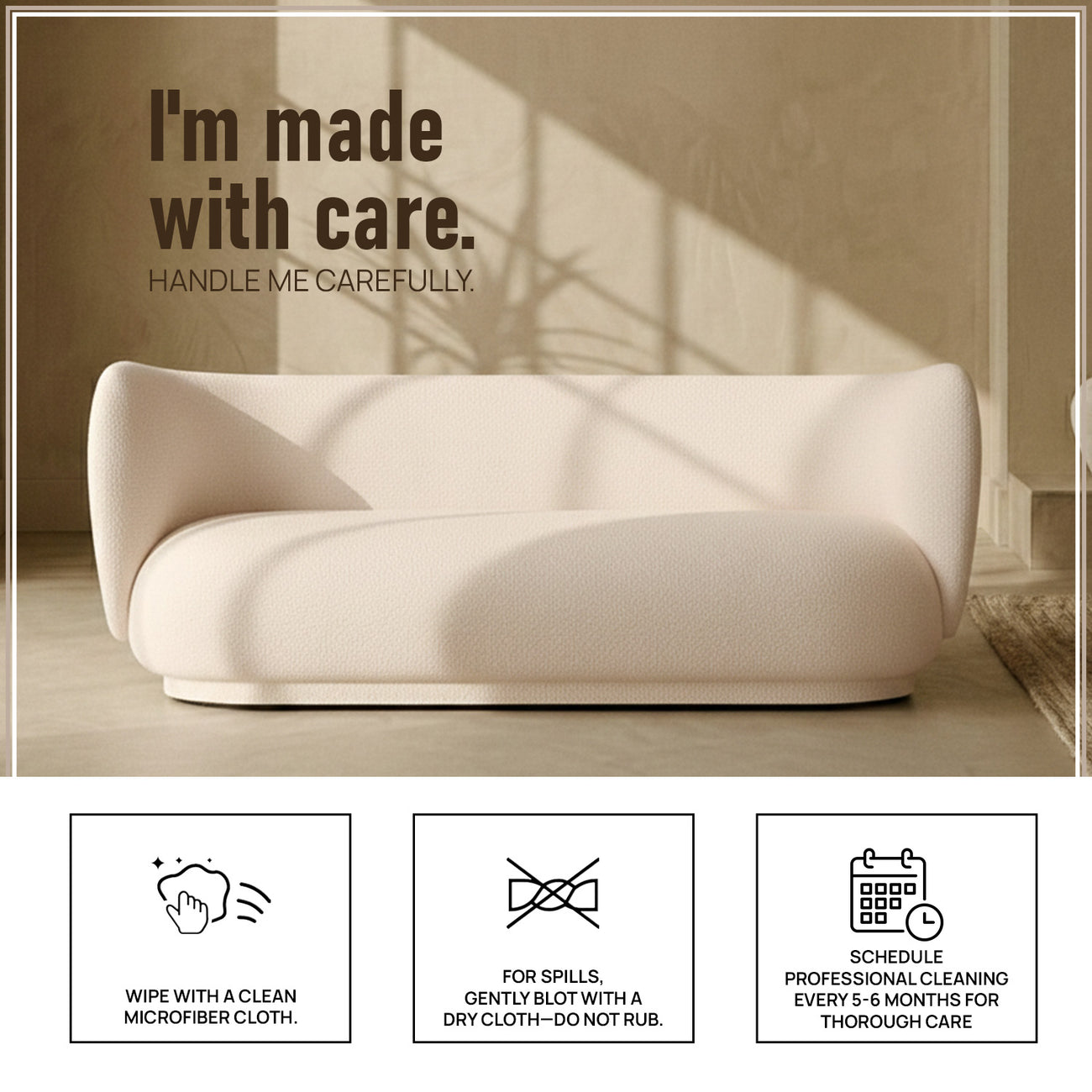 PlushPrestige Creme Suede 3 Seater Sofa