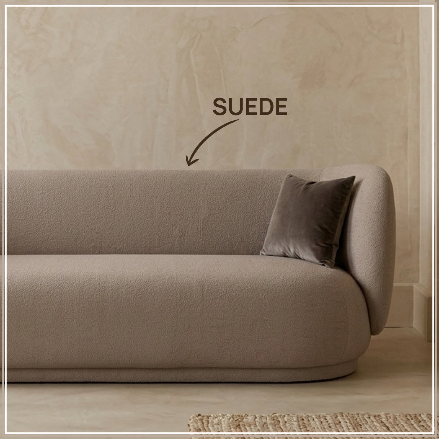 PlushPrestige Dark Grey Suede 3 Seater Sofa