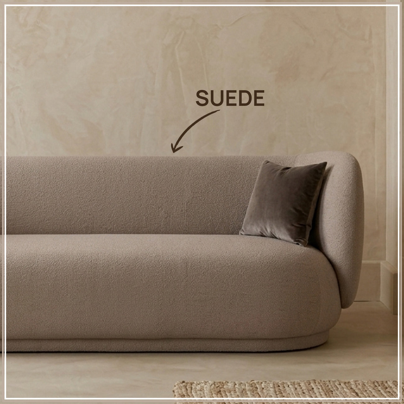 PlushPrestige Dark Grey Suede 3 Seater Sofa