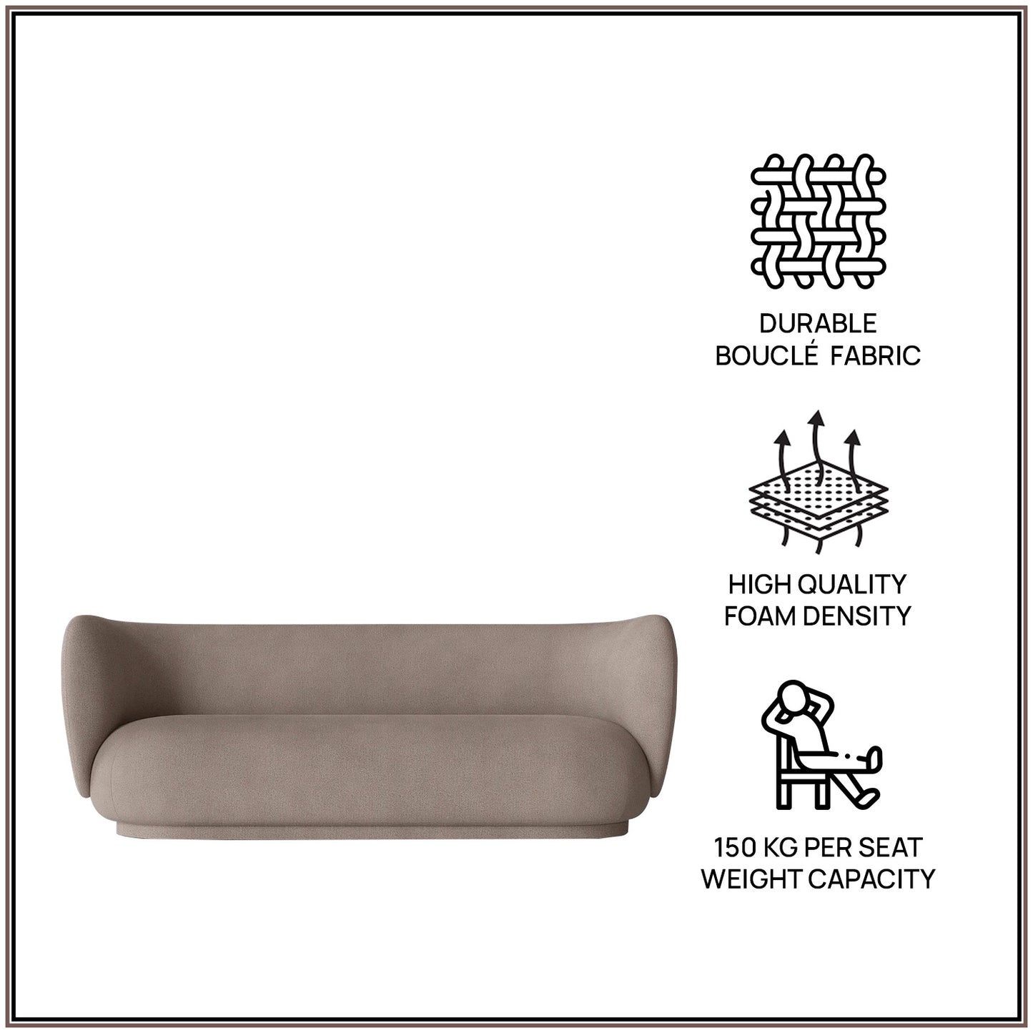 PlushPrestige Dark Grey Suede 3 Seater Sofa