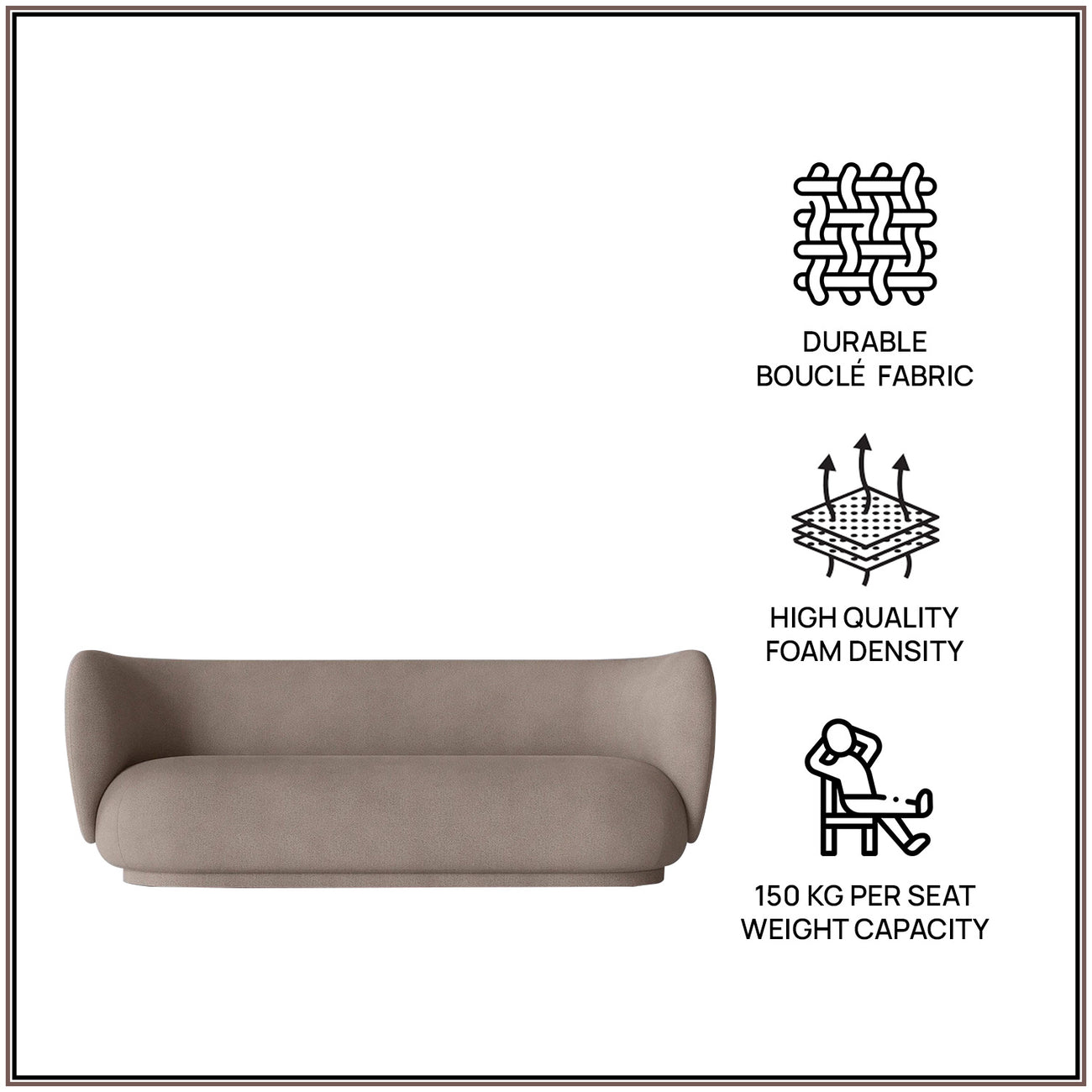 PlushPrestige Dark Grey Suede 3 Seater Sofa
