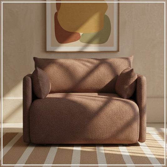 CozyChic Burgundy Boucle Accent Sofa