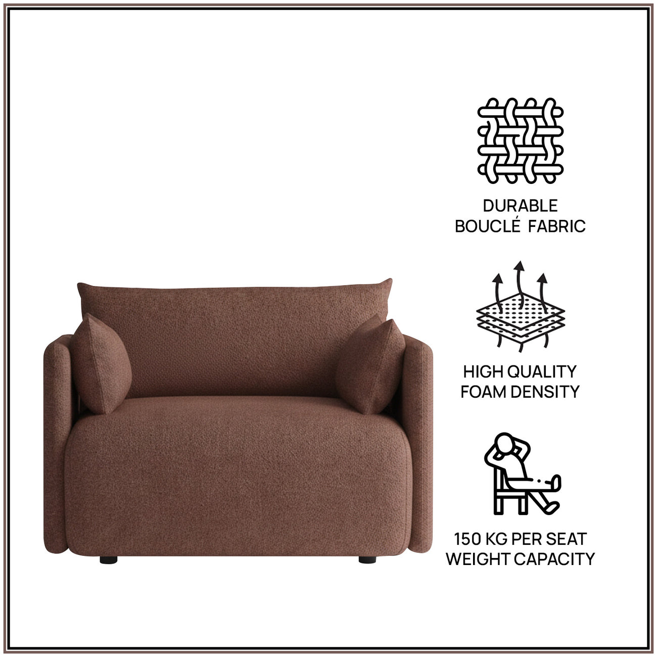 CozyChic Burgundy Boucle Accent Sofa