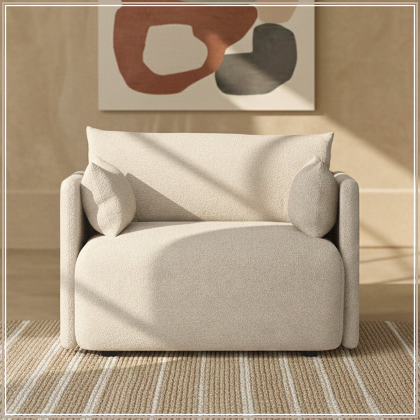 CozyChic Sand Boucle Accent Sofa