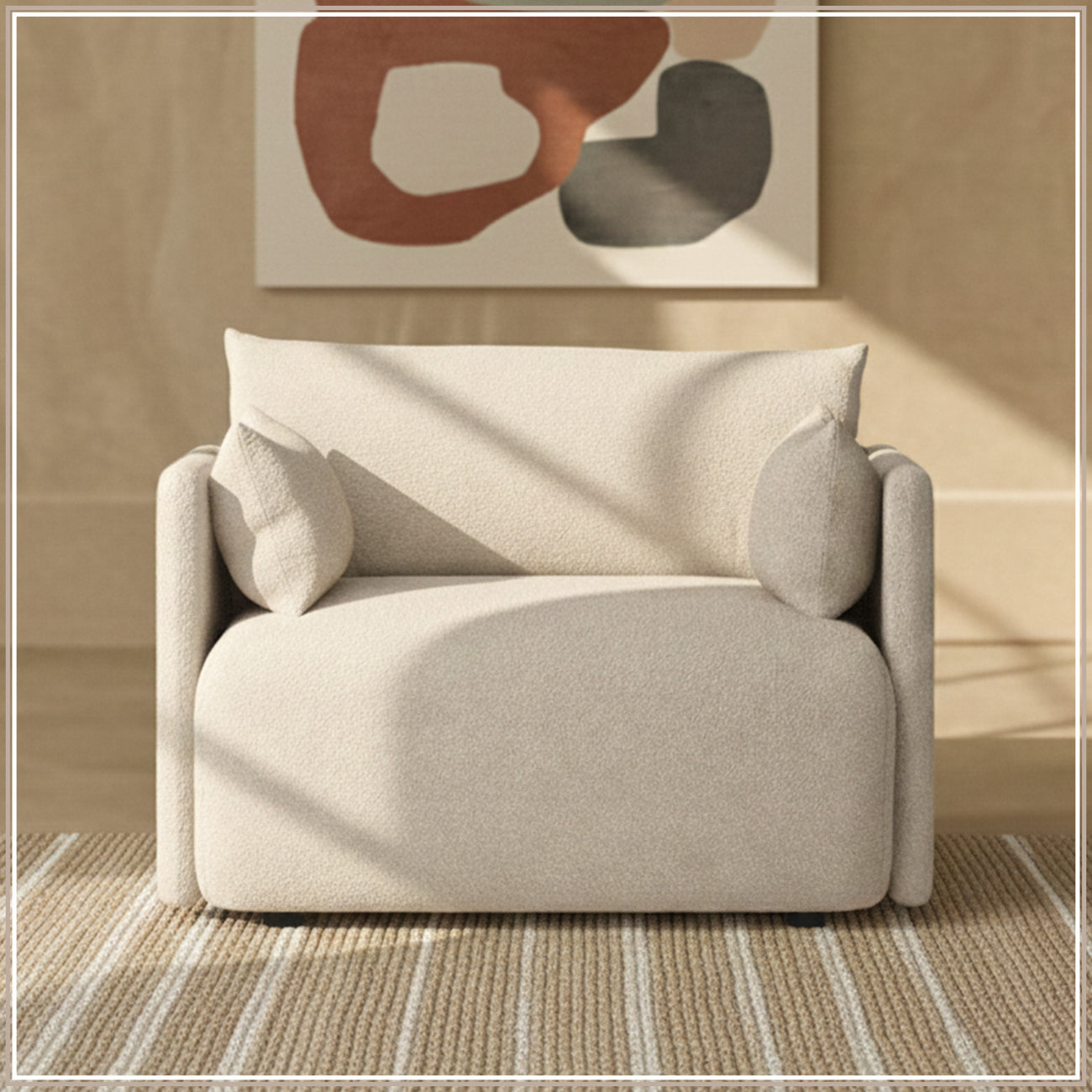 CozyChic Sand Boucle Accent Sofa