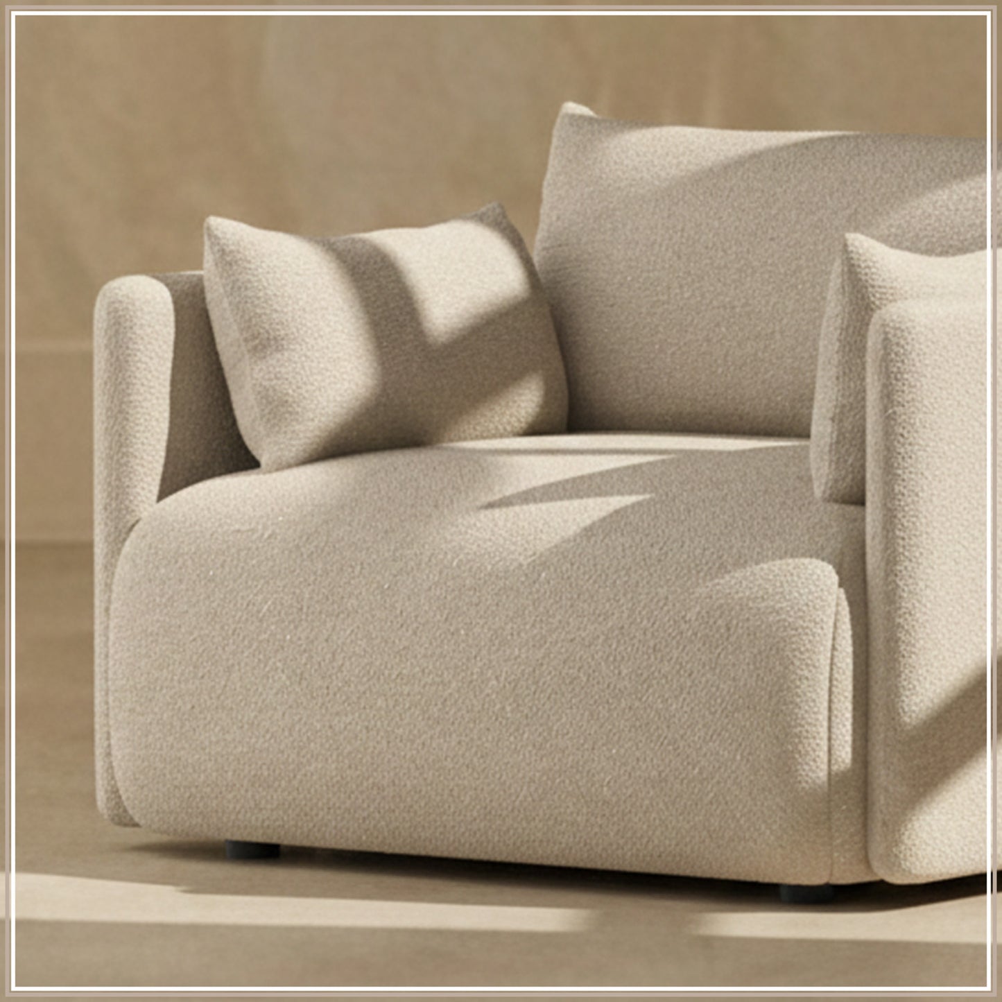 CozyChic Sand Boucle Accent Sofa