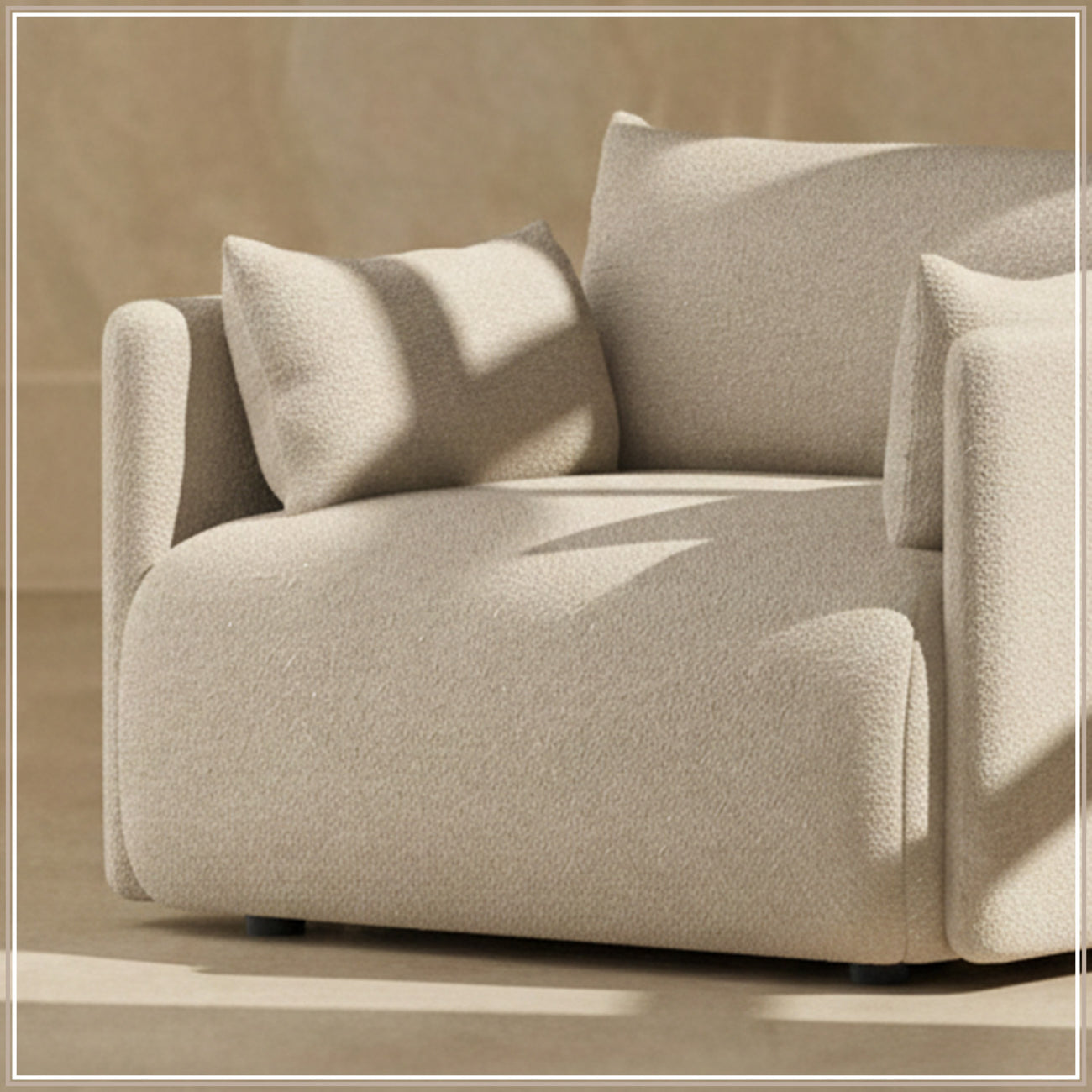 CozyChic Sand Boucle Accent Sofa