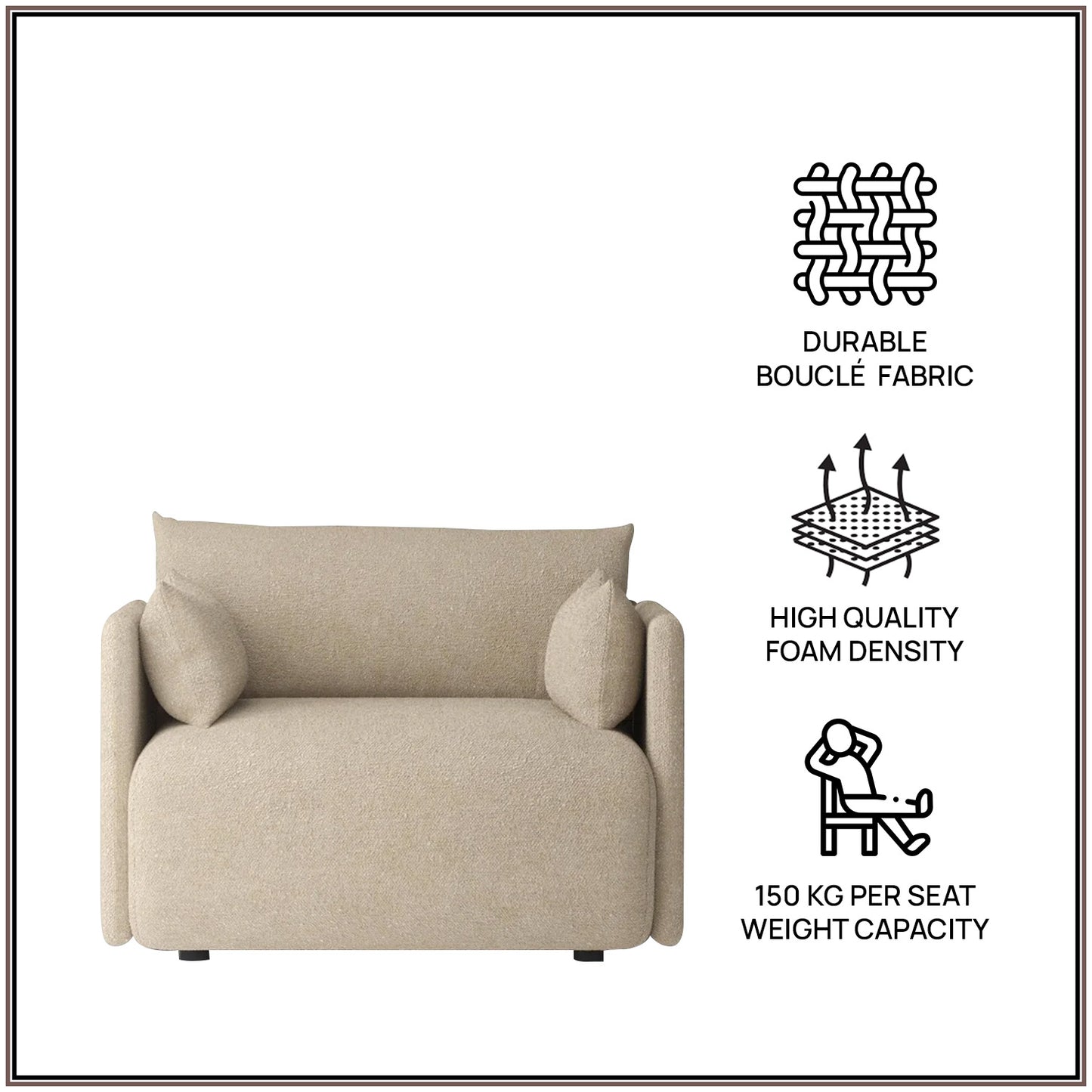 CozyChic Sand Boucle Accent Sofa