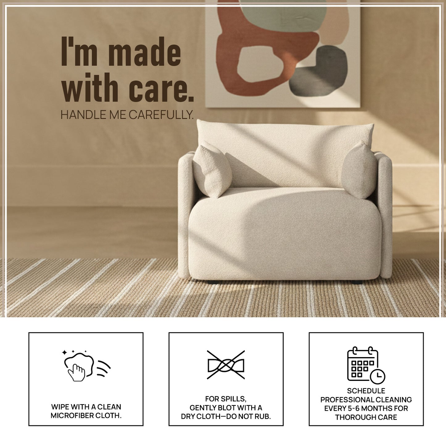 CozyChic Sand Boucle Accent Sofa