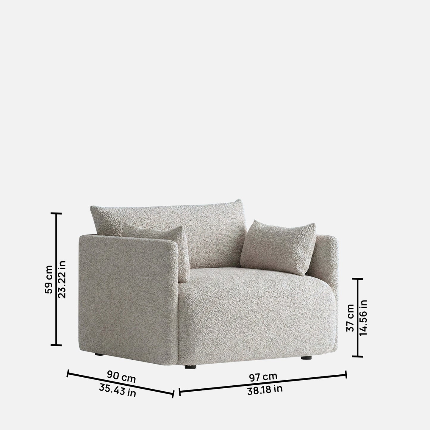 CozyChic Ash Grey Boucle Accent Sofa