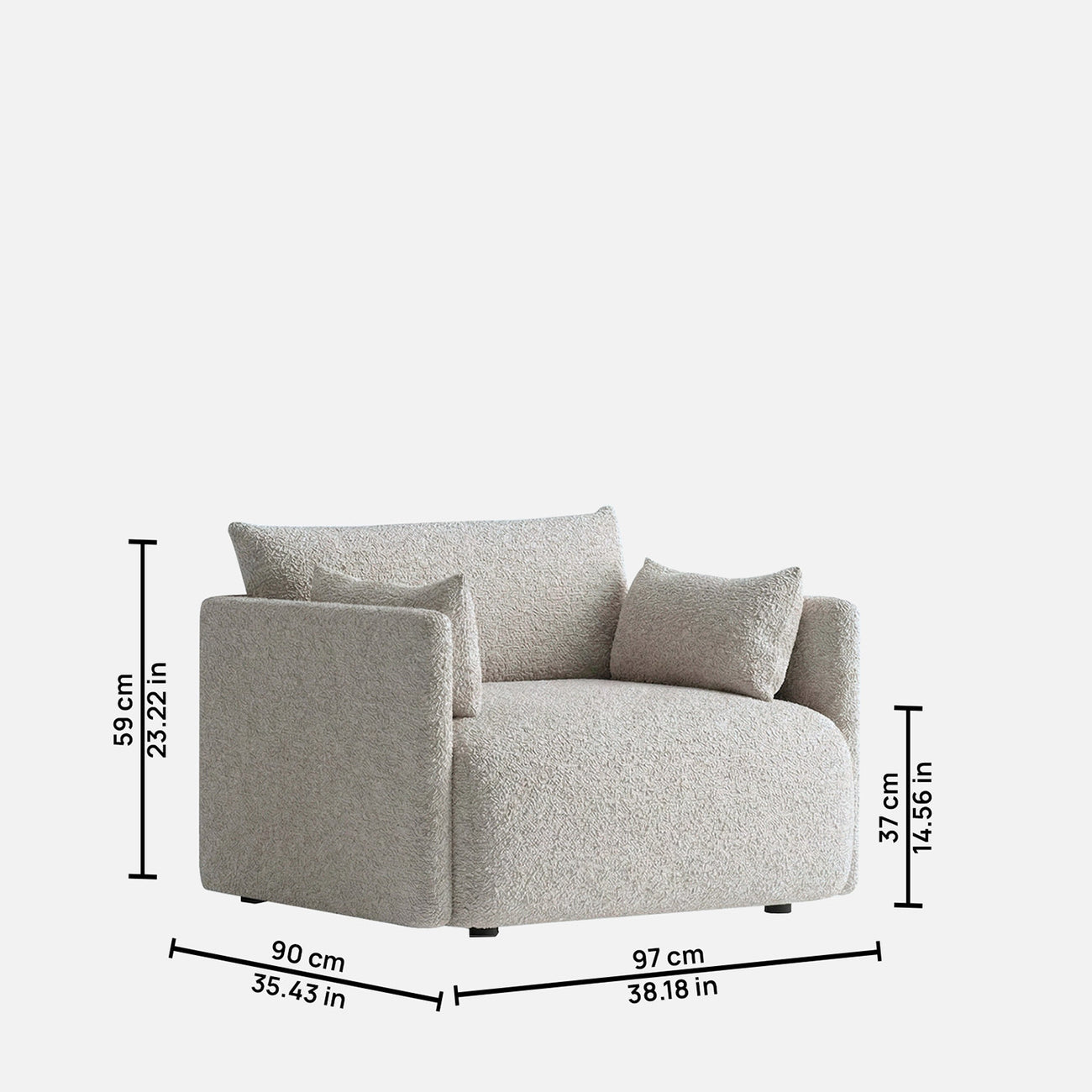 CozyChic Ash Grey Boucle Accent Sofa