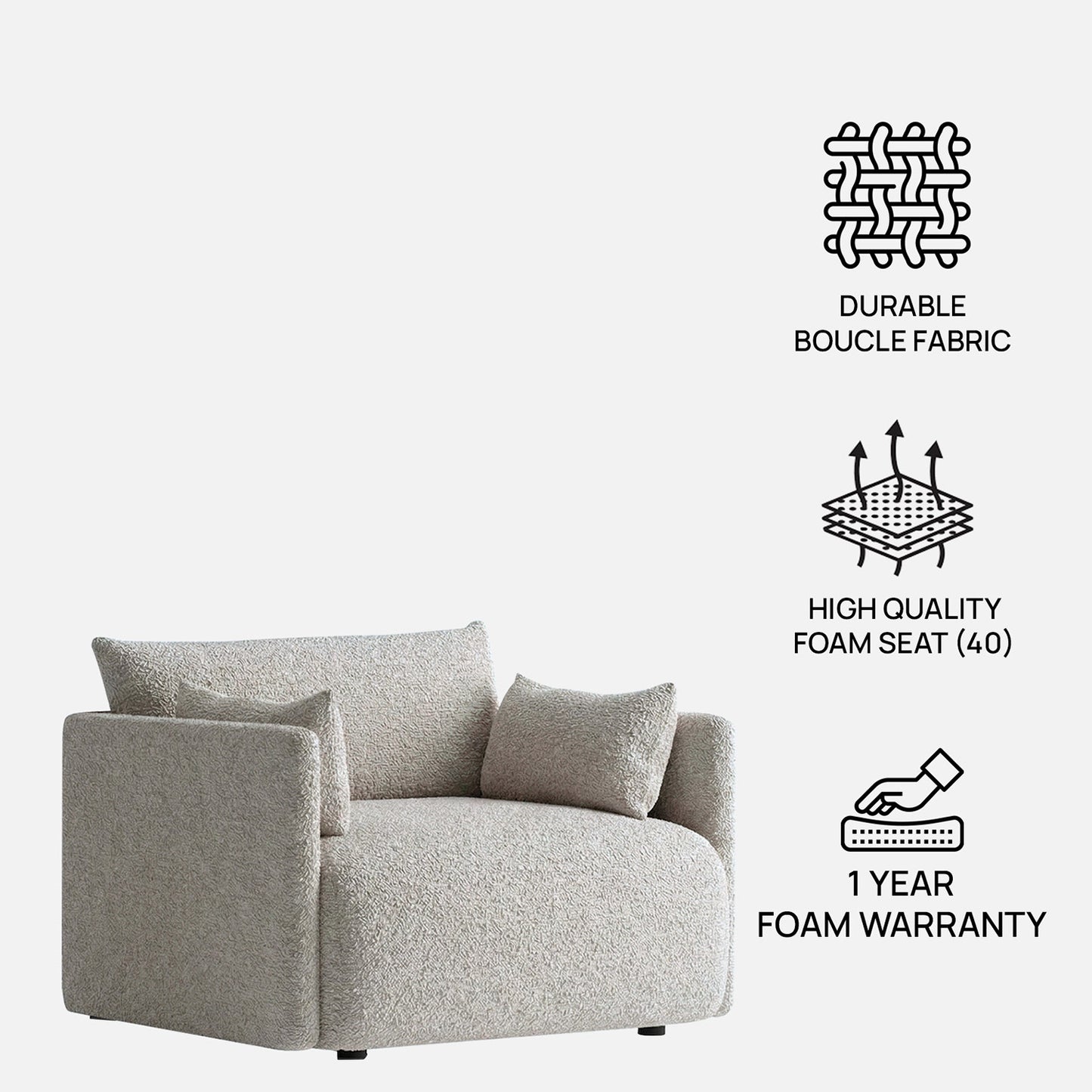 CozyChic Ash Grey Boucle Accent Sofa