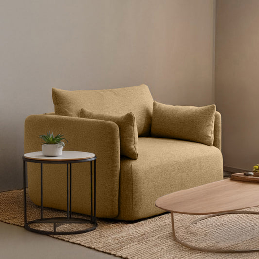 CozyChic Mustard Boucle Accent Sofa