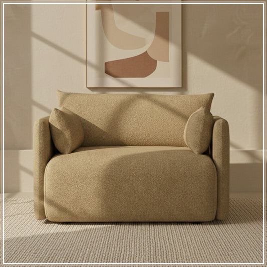 CozyChic Mustard Boucle Accent Sofa