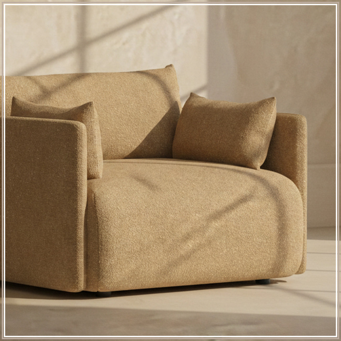 CozyChic Mustard Boucle Accent Sofa