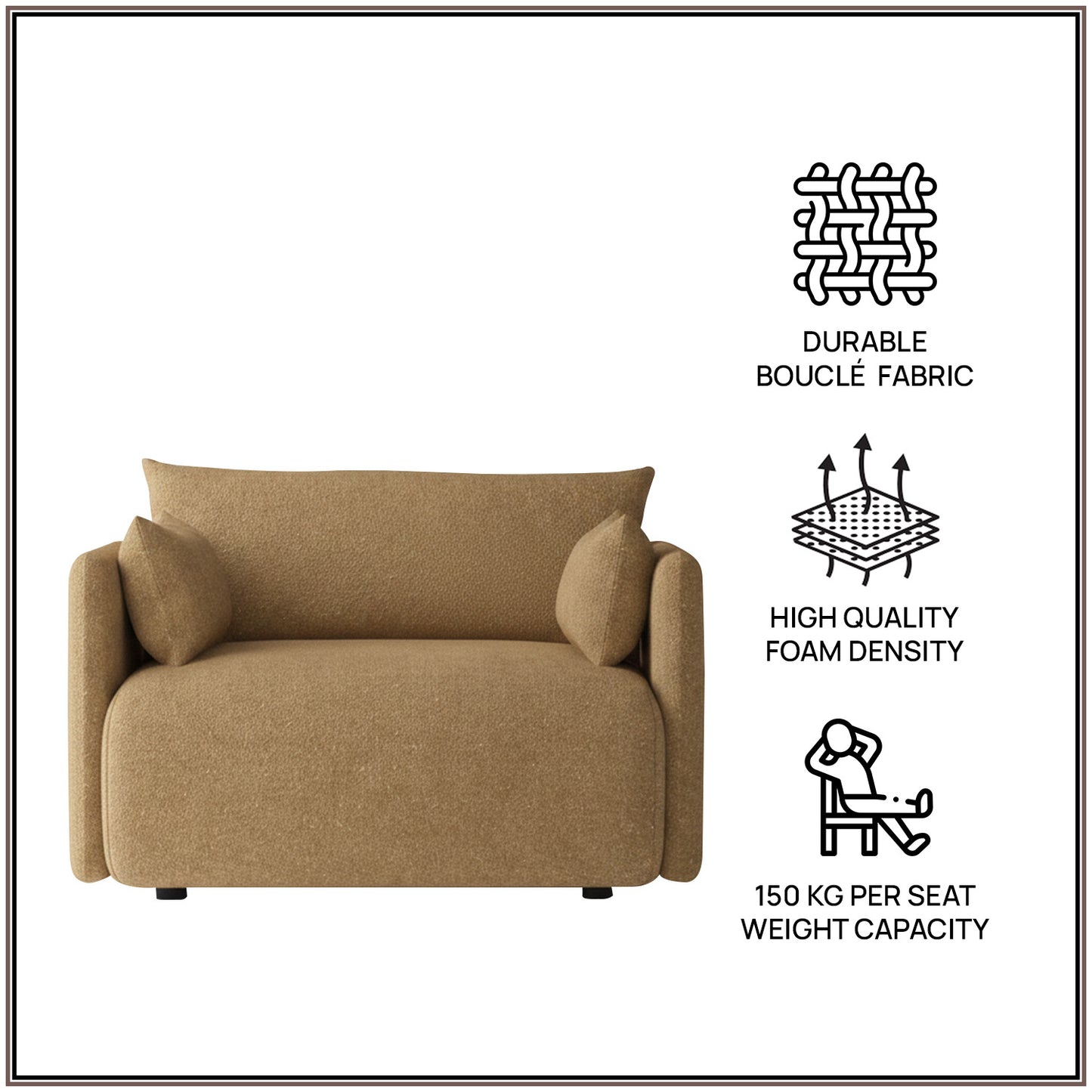 CozyChic Mustard Boucle Accent Sofa