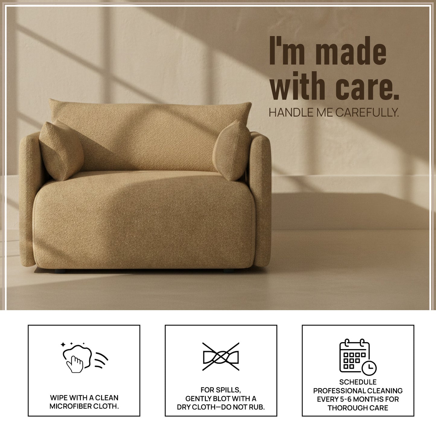 CozyChic Mustard Boucle Accent Sofa