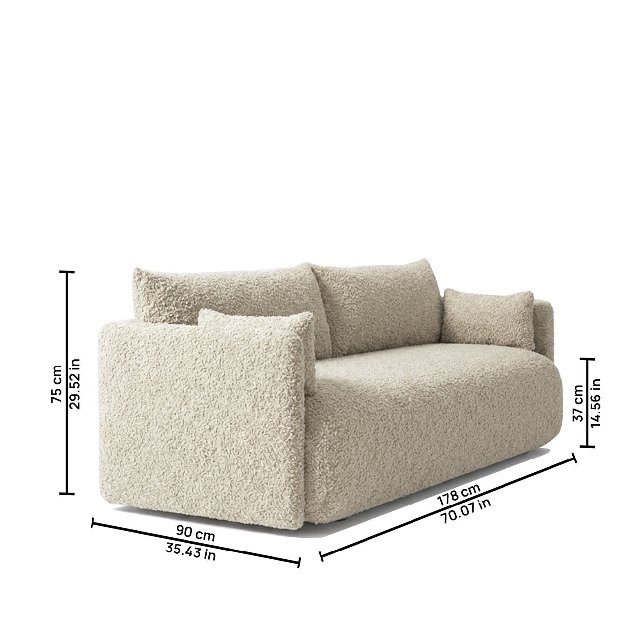 CozyChic Sand Boucle Twin Sofa