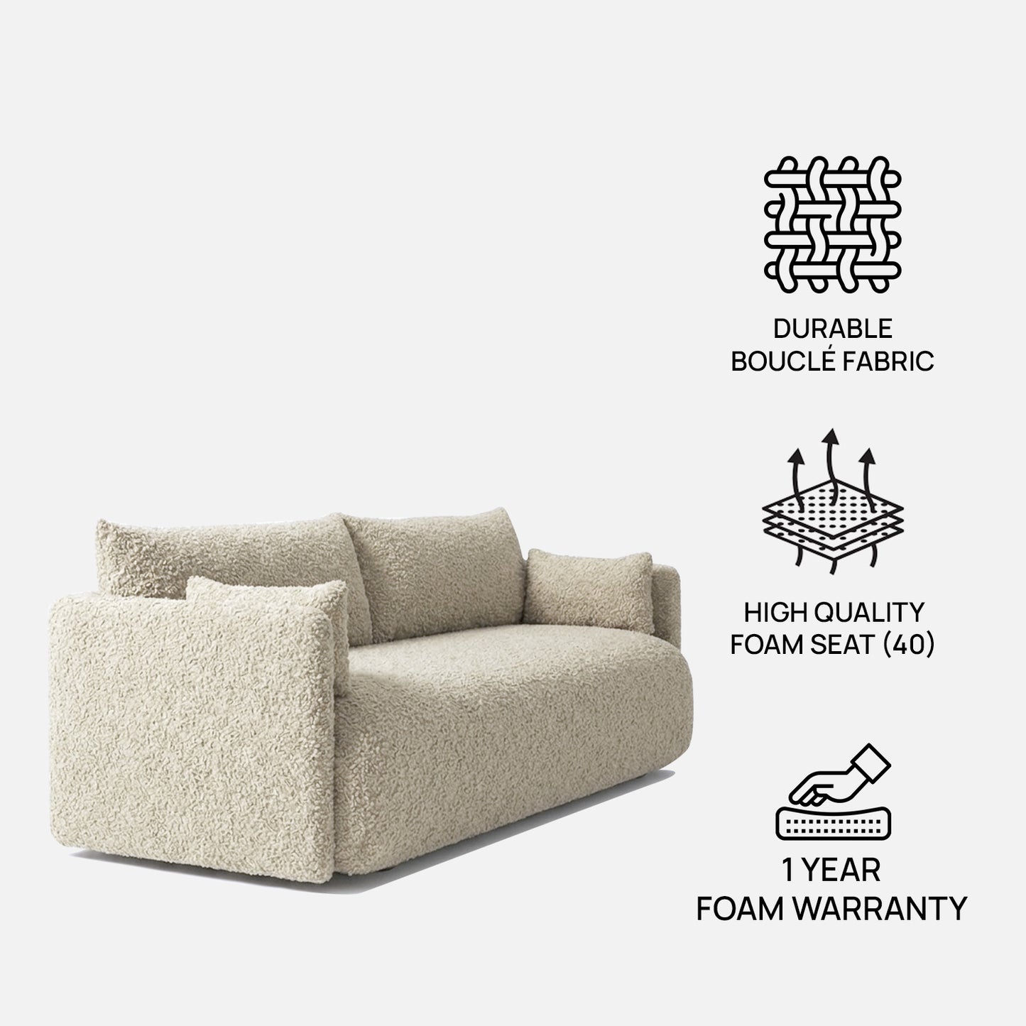 CozyChic Sand Boucle Twin Sofa