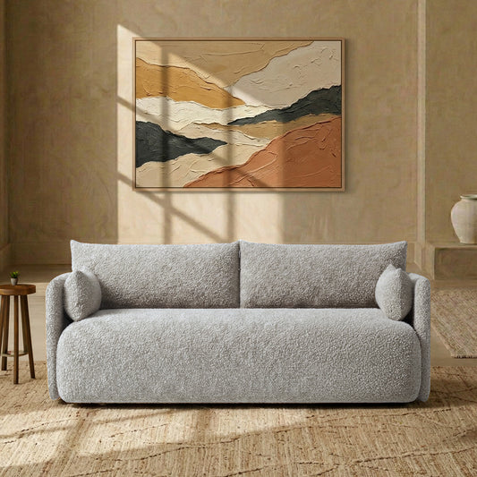 CozyChic Grey Boucle Twin Sofa Gunmetal Grey