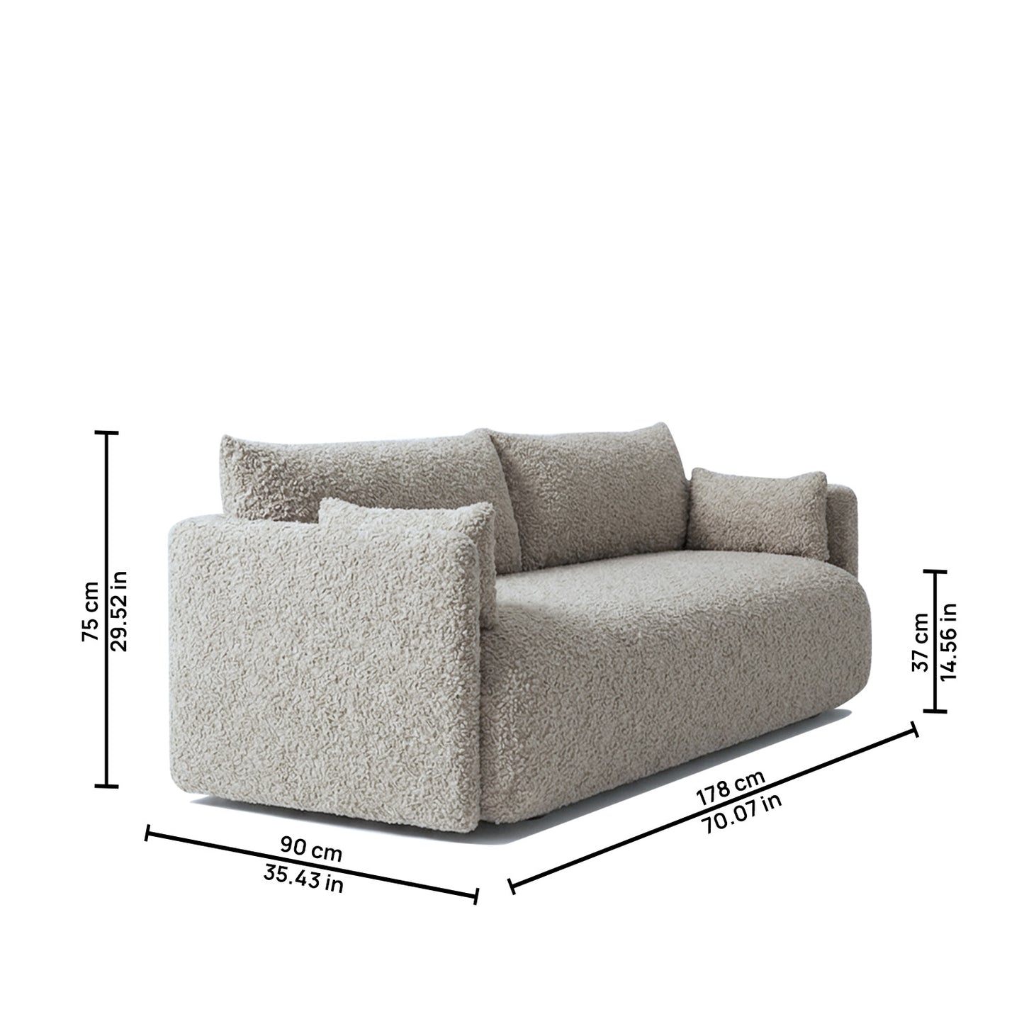 CozyChic Grey Boucle Twin Sofa Gunmetal Grey