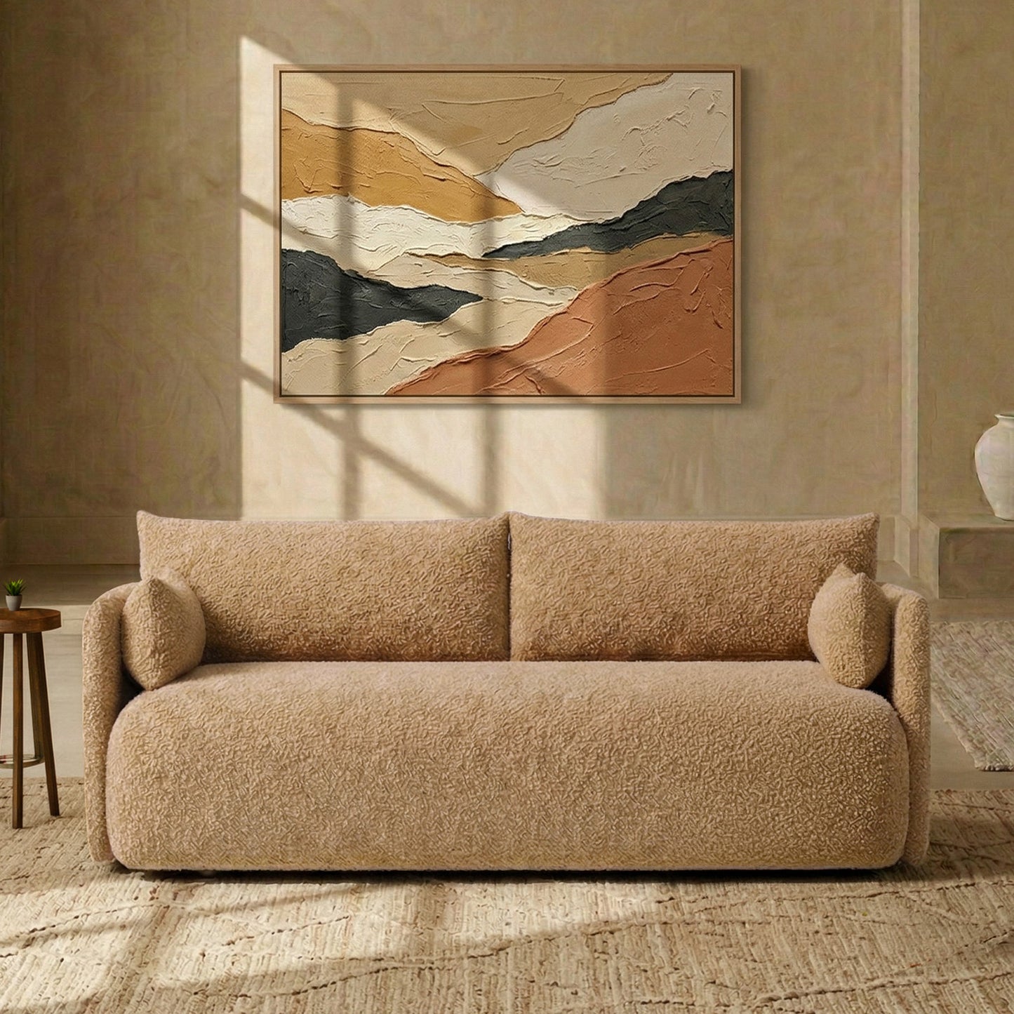 CozyChic Mustard Boucle Twin Sofa