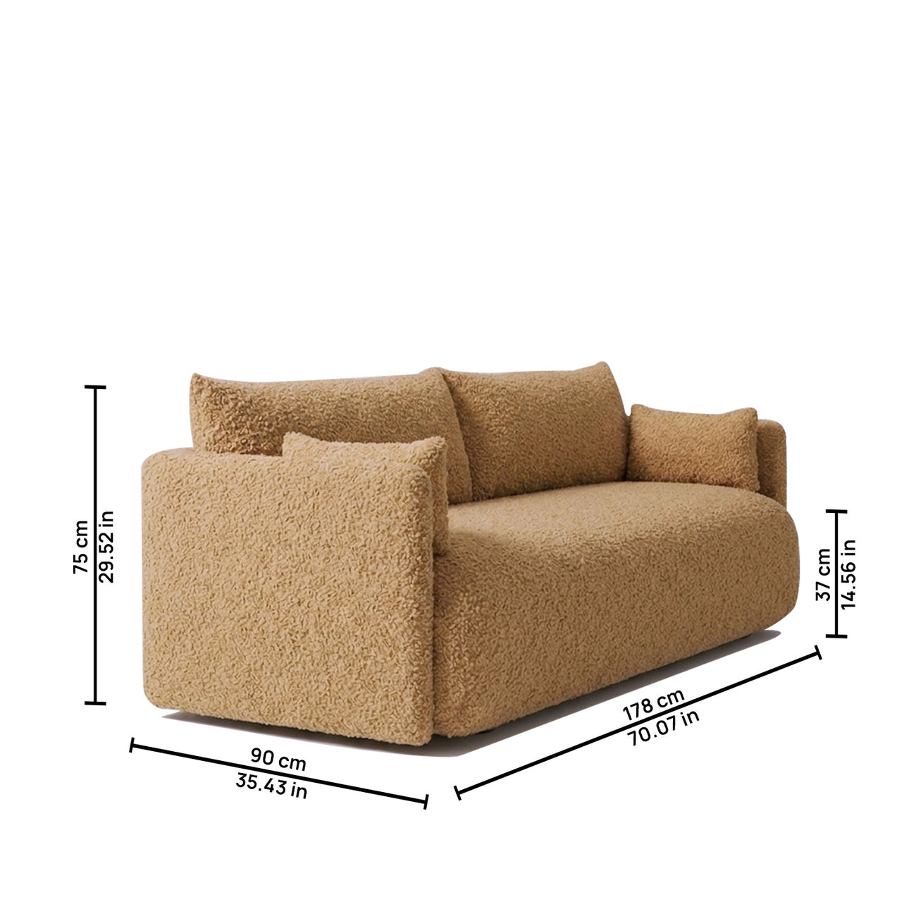 CozyChic Mustard Boucle Twin Sofa