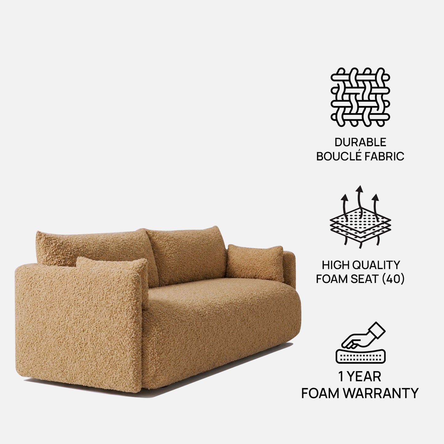 CozyChic Mustard Boucle Twin Sofa