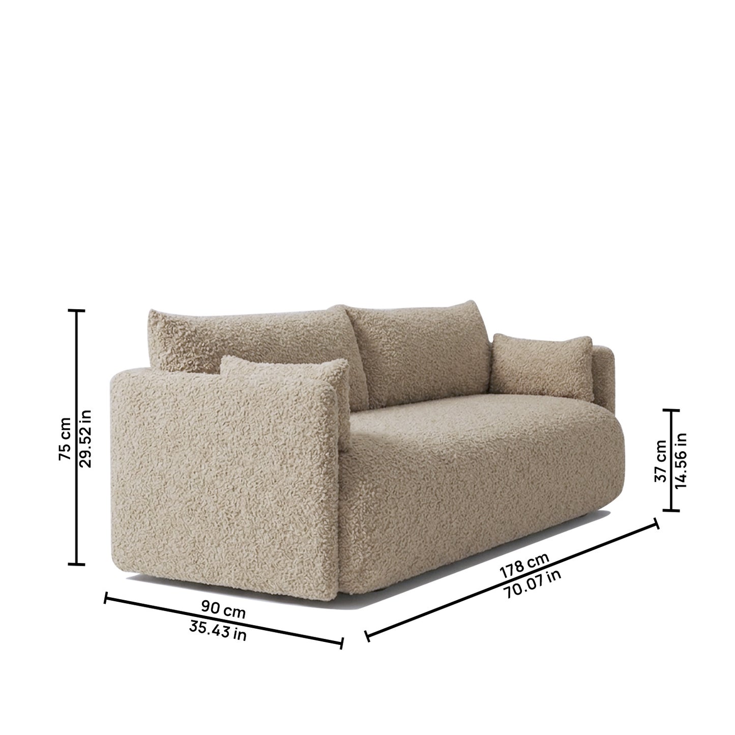 CozyChic Sand Boucle 3 Seater Sofa